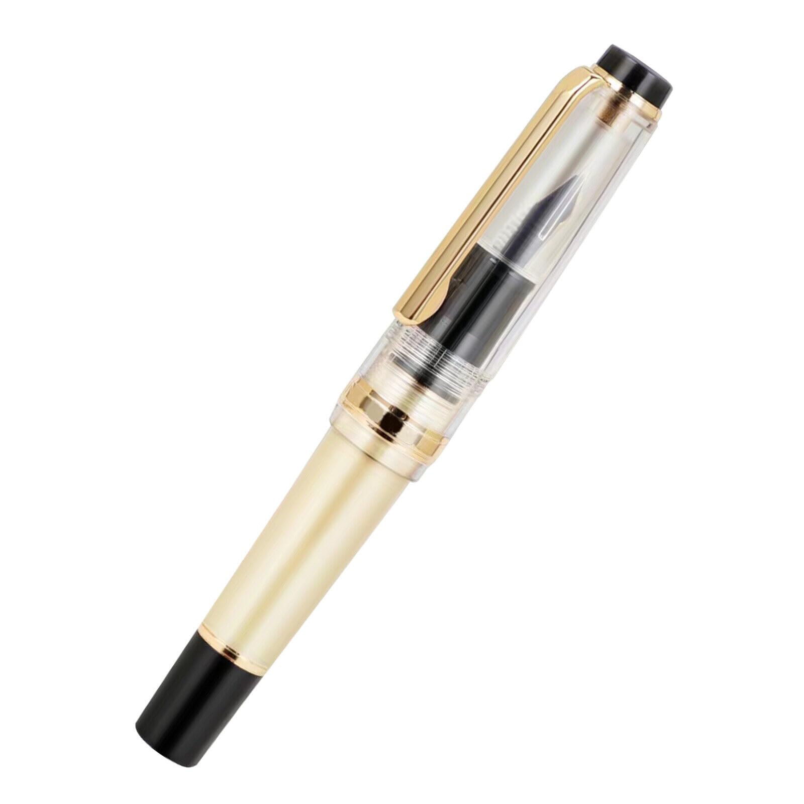 GOLD LEAF Jinhao 82 Mini Transprent White Fountain Pen, Fine Nib
