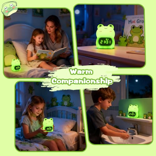 Image of OkiyiD Alarm Clock with Light, Frog Digital Clock Night Light for Kids Girls Boys, Silicone Frog 3-in-1 Rechargeable Alarmclock Lamp Count Down Timer, Cute Alarm Clocks for Bedroom Adult Office