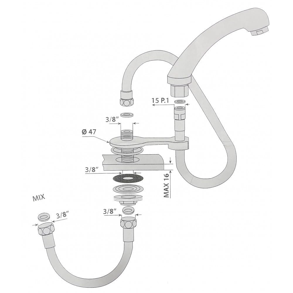 Xanitalia Doccetta Universale per Lavatesta Parrucchiere con Acqua Stop, Doccia Ottagonale, 1 Impostazione, Modern Style, Acciaio Inossidabile, Ottone, Plastica, Finitura Senza, A Ponte