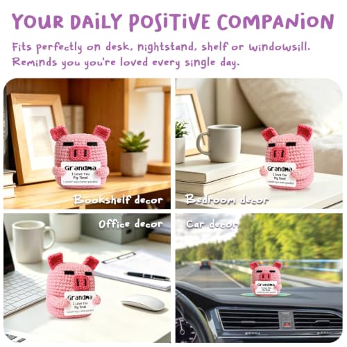 Ntwananowaxinwana Best Grandma Gifts from Granddaughter Grandson, Cute Handmade Crochet Pig Love Card Gifts for Birthday Christmas Thanksgiving, Thank You Pocket Hug Desk Decor Ornament - Image 5