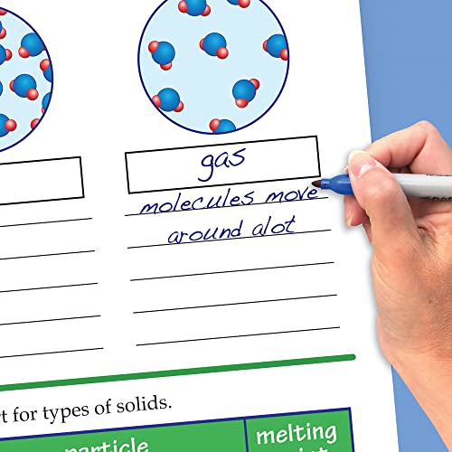 Image of NewPath Learning Properties & States of Matter Laminated, Double-Sided inchWrite-On /Wipe-Off inch Flip Chart - Set of 10, 12 inch x 18 inch Charts (34-6921)
