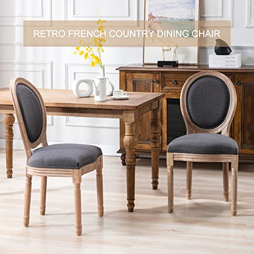 Virabit French Vintage Chairs Set Of 2,Louis Farmhouse Dining Chairs With Solid Wood Frame And Tufted Fabric,Rubber Wood French Decor For Dining Room,Living Room, Kitchen,Restaurant Black #TOP5