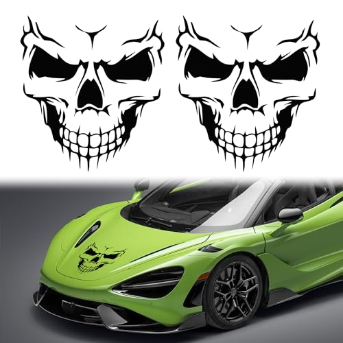 TOMALL 2 autocollants crâne vinyle Halloween étanche noir 28cm