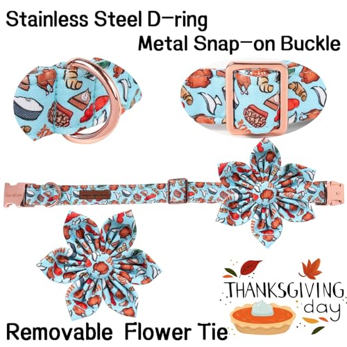 Unique Style Paws Dog Collar With Turkey Flower, Comfortable Cotton Adjustable for Boy Girl Dogs Metal Buckle, S, Neck 10-16in - Image 2