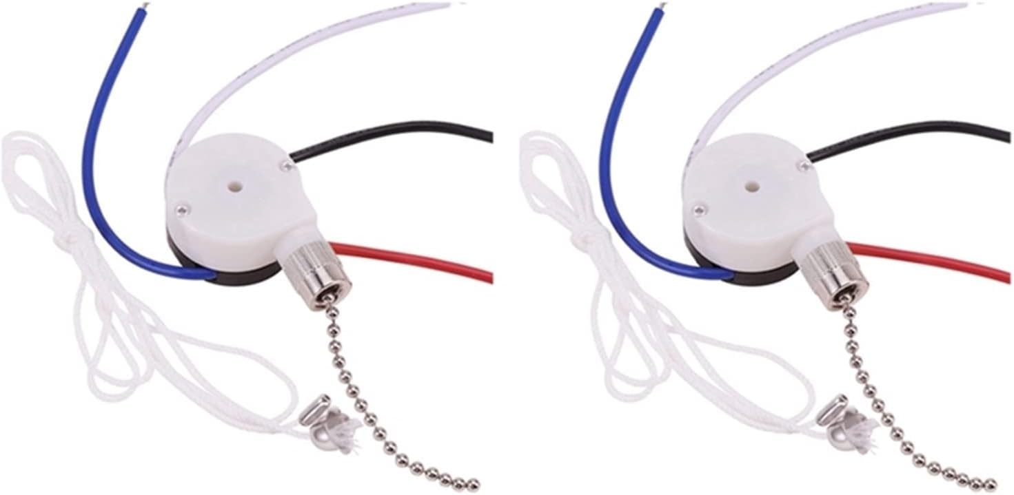 2 Kit 3 Speed 4 Wire, Fan Speed Control Switch, Pull Wire Switch with Rope