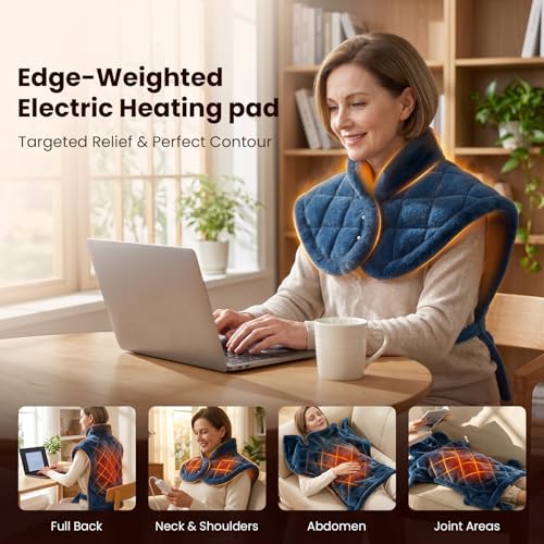 Image of BOB AND BRAD Heating Pad for Neck, Shoulders and Back, FSA Eligible HSA Eligible Electric Heat Pad, Edge-Weighted Design, Fast Heating, ETL Certified, Gift for Women Men 24 inchx33 inch