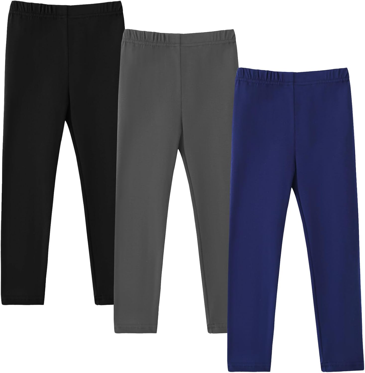 HILEELANG Cotton Leggings, Soft Stretch Pull-On Pants for Kids, Basic Solid Color Leggings, Sizes 4–14 Years - Image 3