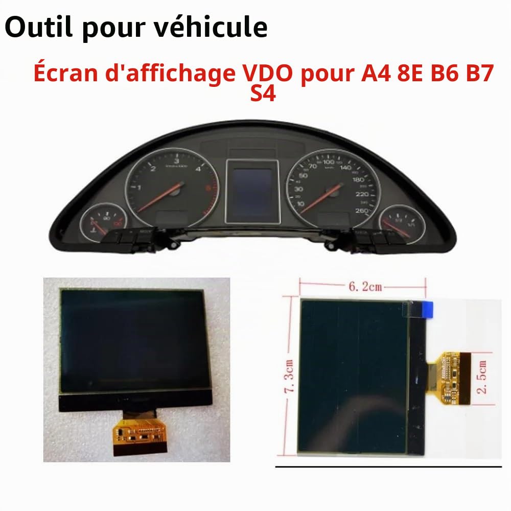 Écran LCD VDO, for Audi, for A4 B6 B7, écran de Compteur de Vitesse avec connecteur à Ruban Court Protecteur d'écran de Tableau de Bord