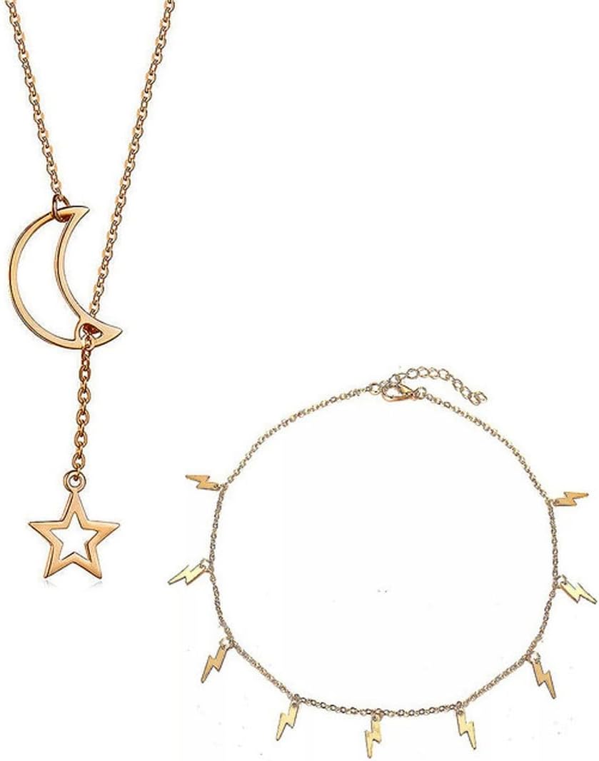 Vembley Combo Of 2 Moon Dropping Star and Thunder Storms Pendant For Women And Girls
