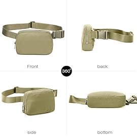 Fanny Belt Bag Waist Pack Crossbody Bags Bum Bag for Running Hiking Travel Workout Adjustable Strap for Women-Khaki green