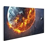 Dimensions : 80 x 40 cm islandburner Tableau sur toile Abstrait fond apocalyptique brûler et planètes éclatées Peintures Impressions Art Poster Mural