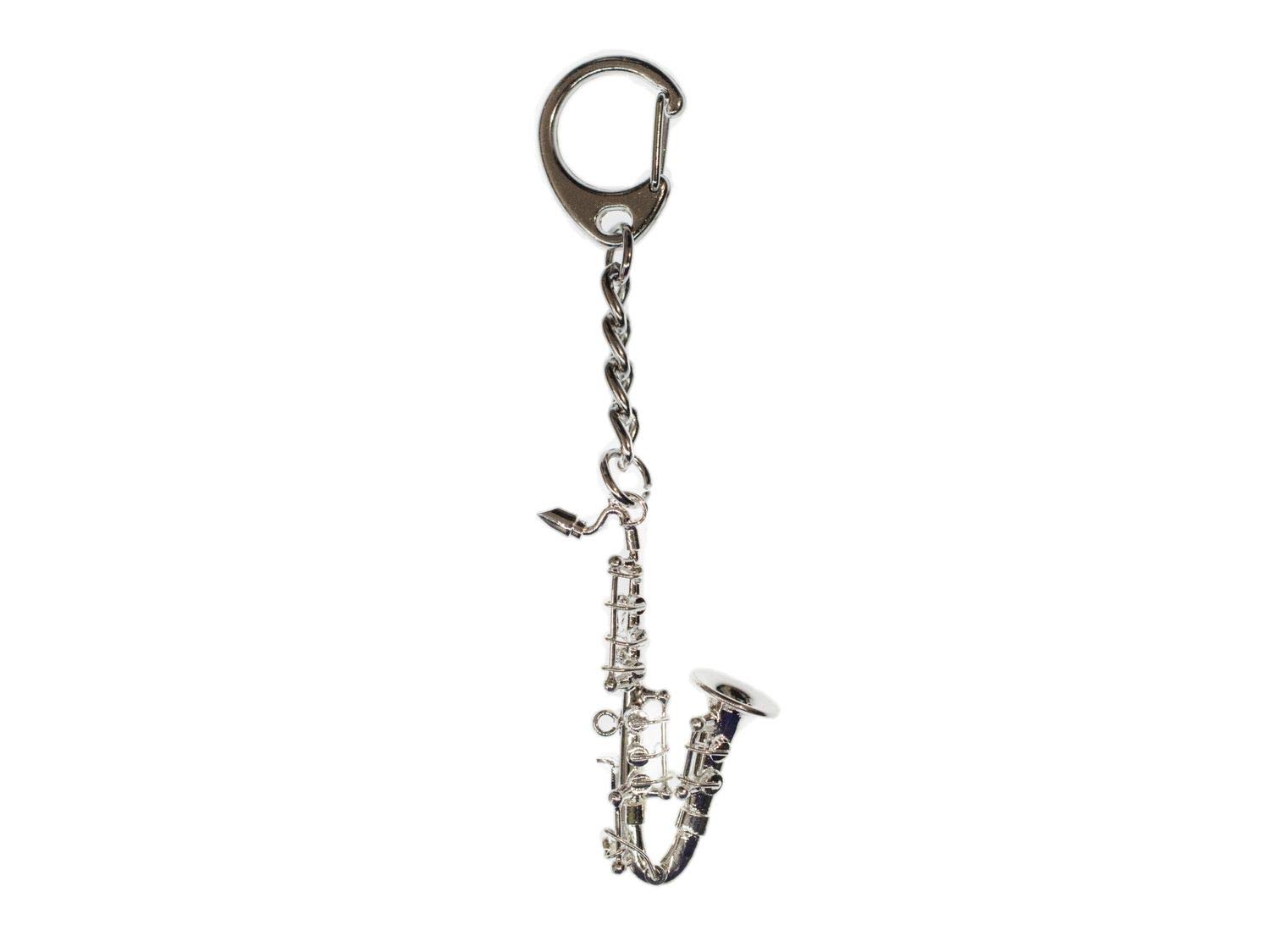 Miniblings Saxophone Key Ring Chain Keychain + Box Musicians Silver Plated Jazz Sax