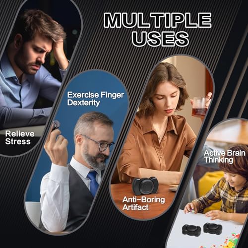 Image of 3-in-1 Fidget Toys Adults Kids: Spinner, Slider & Clicker - Magnetic Stainless Steel Bearing for Super-Stable Rotation - Stress Relief, Enhanced Focus, and Habit Breaking, Black