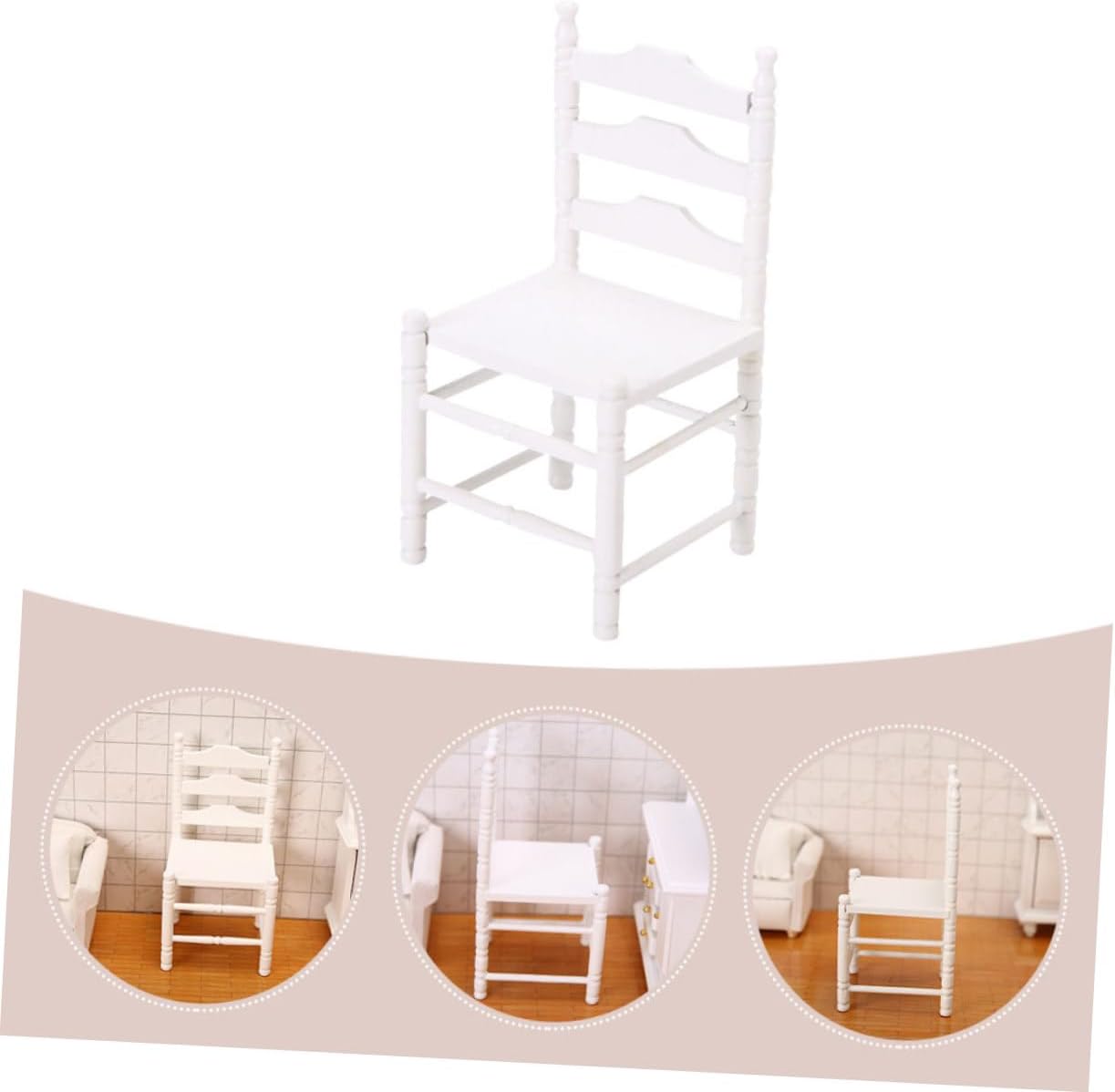 Miniature Dollhouse Dining Chair Small Scale White Mini Furniture Accessory for Doll House Decoration and DIY Miniature Home Scene