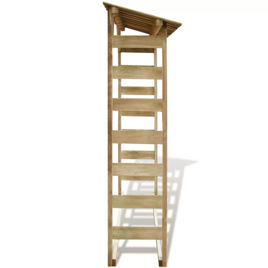 Festnight Deposito per Legname Capanno Capanno Deposito per Legname da Giardino in Legno di Pino Impregnato 150x44x176 cm Portalegna da Esterno con Copertura