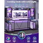 SEDETA Gaming Desk 74.8'' with LED Lights, Hutch and Storage Shelves, Computer Desk with Monitor Stand, Large PC Gamer Desk Workstation, Ergonomic Gaming Table for Bedroom, Living Room, Black - Image 4