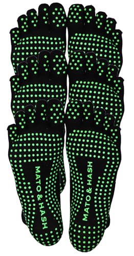 Image of Mato & Hash 5-Toe Exercise Barefoot Feel Yoga Socks With Full Grip