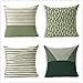 Zestaw 4 poszewek na poduszki z zielonym nadrukiem dekoracyjna kwadratowa bawełniana lniana poszewka na poduszkę dwustronny nadruk z niewidocznym zamkiem błyskawicznym, do salonu na sofę na zewnątrz poszewki na poduszki 50 x 50 cm / 20 x 20 cali
