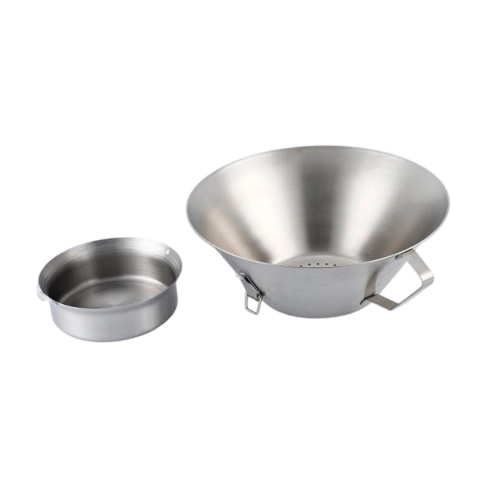 Cuenco de acero inoxidable para aceite de diseño higiénico con tapa y colador