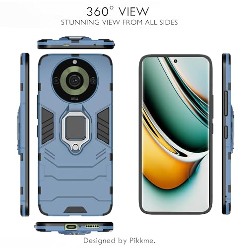 Image of Pikkme Back Cover for Realme 11 Pro /Pro Plus 5G | 360 Protection | Ring Holder | Kickstand | Tough Armor Case (Blue)