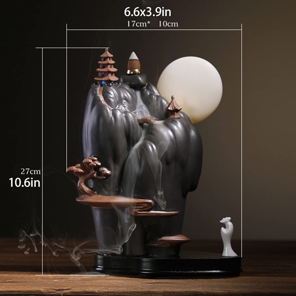 Quemador De Incienso Porta Incienso Quemador De Incienso De Reflujo Templo Tradicional Montañas Altas Cascada Soporte De Incienso Regalo De Inauguración De La Casa Quemador De Incienso Para Decoración