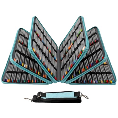 Image of Large Capacity Colored Pencil Case - 500 Slots PU leather with Zipper Closure Portable Organizer for Watercolor Pencils Ideal for Artists(Green)