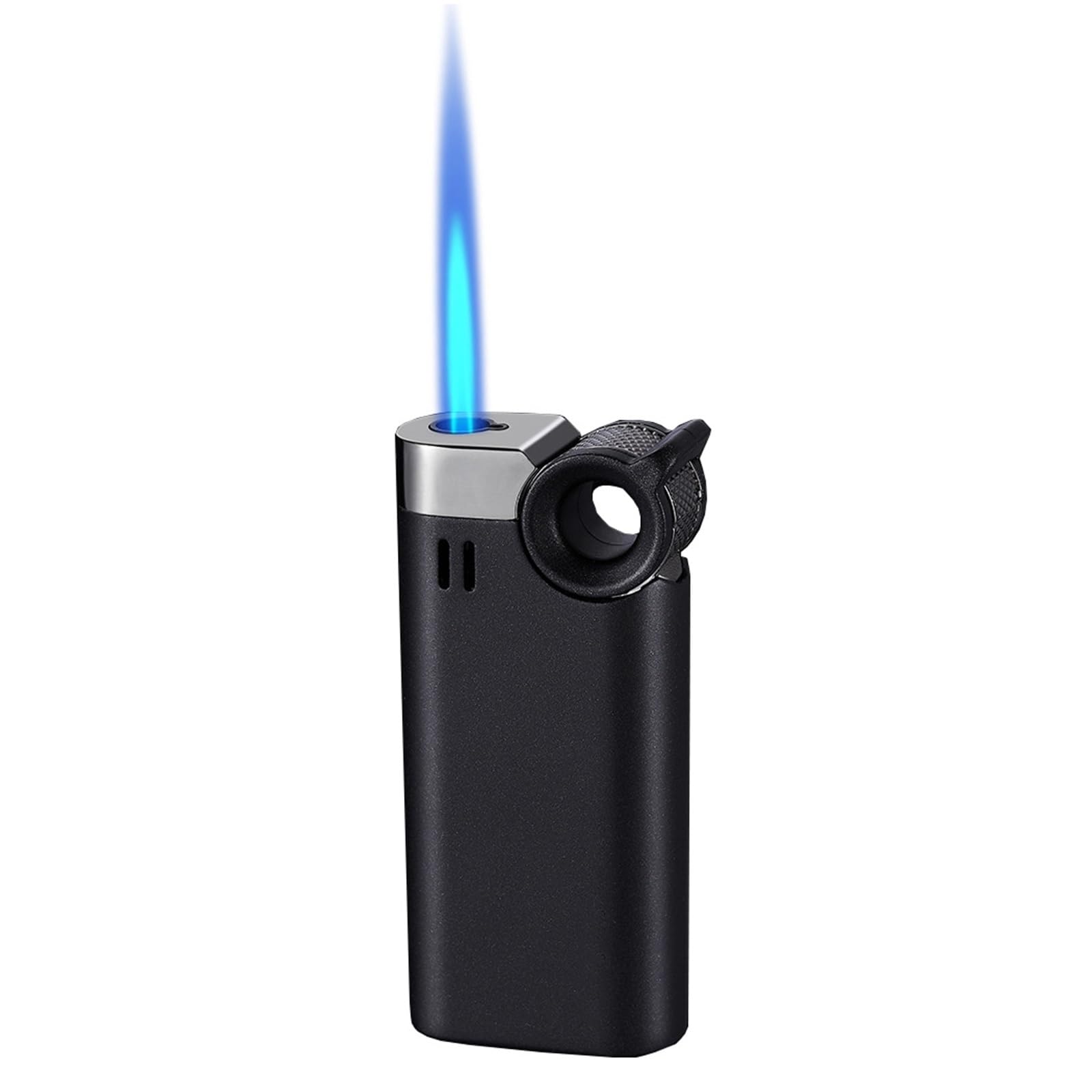 Encendedor de metal recargable con tapa abatible de diseño elegante y ergonómico