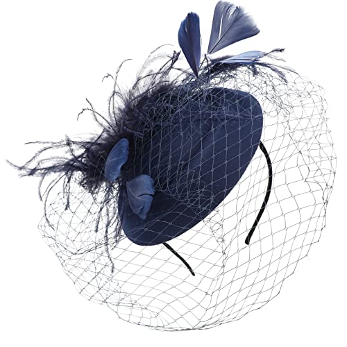 Image of DRESHOW Fascinators Hat Feather Headband Women's Fascinators Tea Party Headwear with Clip Flower Head Band for Girls & Women