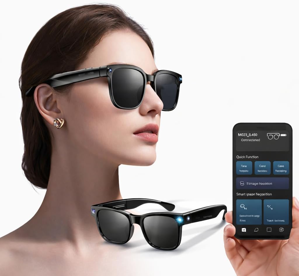 Smart Glasses with Camera & Audio, Photochromic Lenses, Hands-Free POV Photo Video, Open-Ear Music for Sports & Travel, Real-Time Translation, IP65, App Compatible (Smart Glasses)