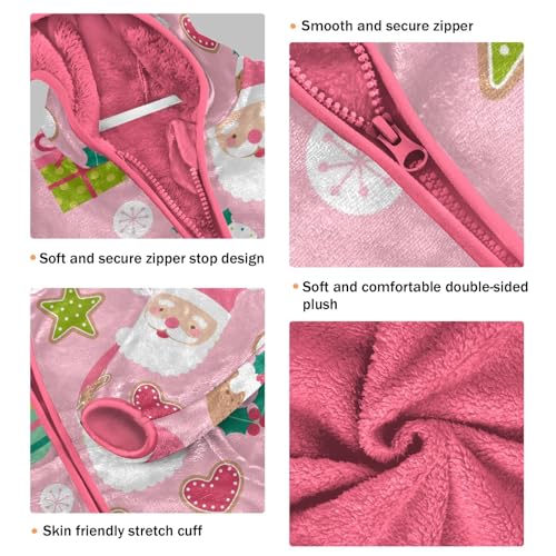 OTVEE Christmas Cute Santa Claus Kids Hoodie Jacket Fall Spring Full Zip Warm Outwear Coat3