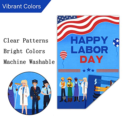 Louise Maelys Happy Labor Day Garden Flag 12x18 Double Sided Vertical, Burlap Various Occupations People Small Garden Yard Flags Labor Day Outside Outdoor Decoration (ONLY FLAG) - Image 6