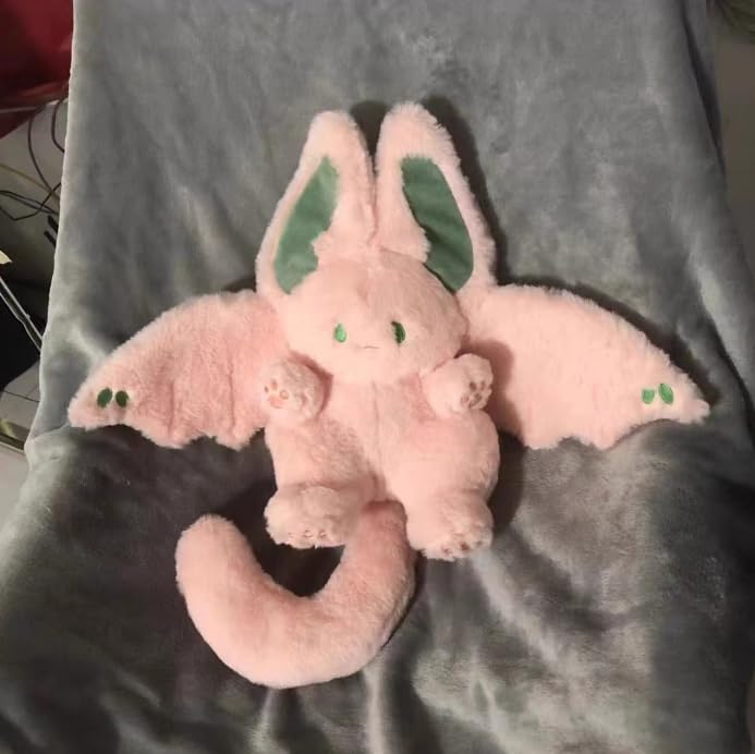 35cm/13.7" inch Rabbit Plush Stuffed Toy, Cute Bunny Stuffed Animal with Bat Wings, Soft Rabbit Plush Toy for Kids (Pink)
