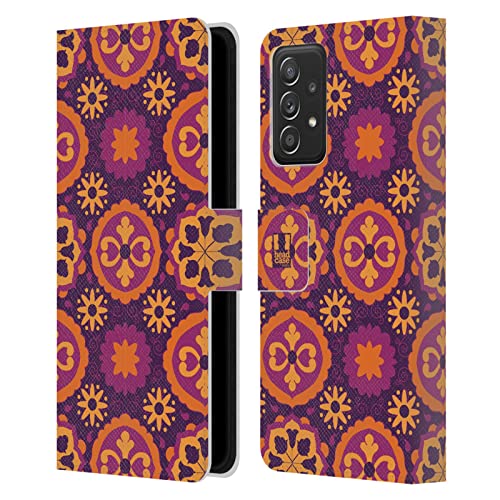 Étui portefeuille en cuir Samsung Galaxy A53 5G violet Head Case Designs à motif marocain