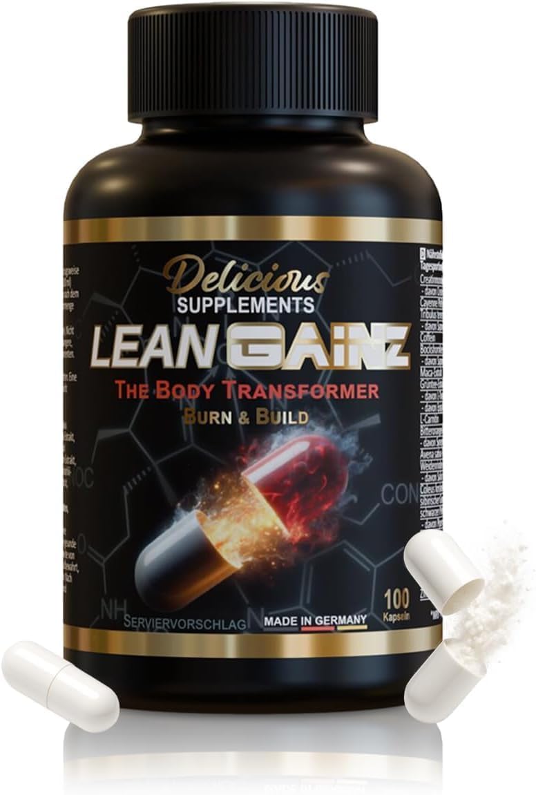 Lean Gainz Koffein Kapseln 300 mg pro Portion – mit Kreatin, L-Carnitin & Zink – 200 Kapseln für 50 Tage – hochdosierter Energie Booster & Pre Workout – Made in Germany