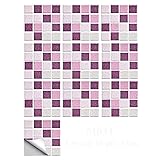 Jaysis Stück Selbstklebende Fliesenaufkleber Quadrat Fliesen Kristall 3D Mosaik Wandfliese Aufkleber Decals Küche Badezimmer Bodendekoration 10xJaysis cm (Rosa)