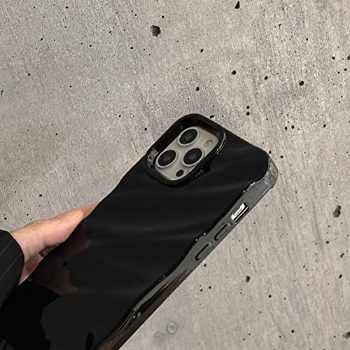 AKABEILA Case for iPhone 15 Pro Max Case 6.7 Inch Water Ripple Pattern TPU Phone Case Slim Shockproof 3D Non-Slip Glitter Sparkle Glossy Cover Black - Image 2