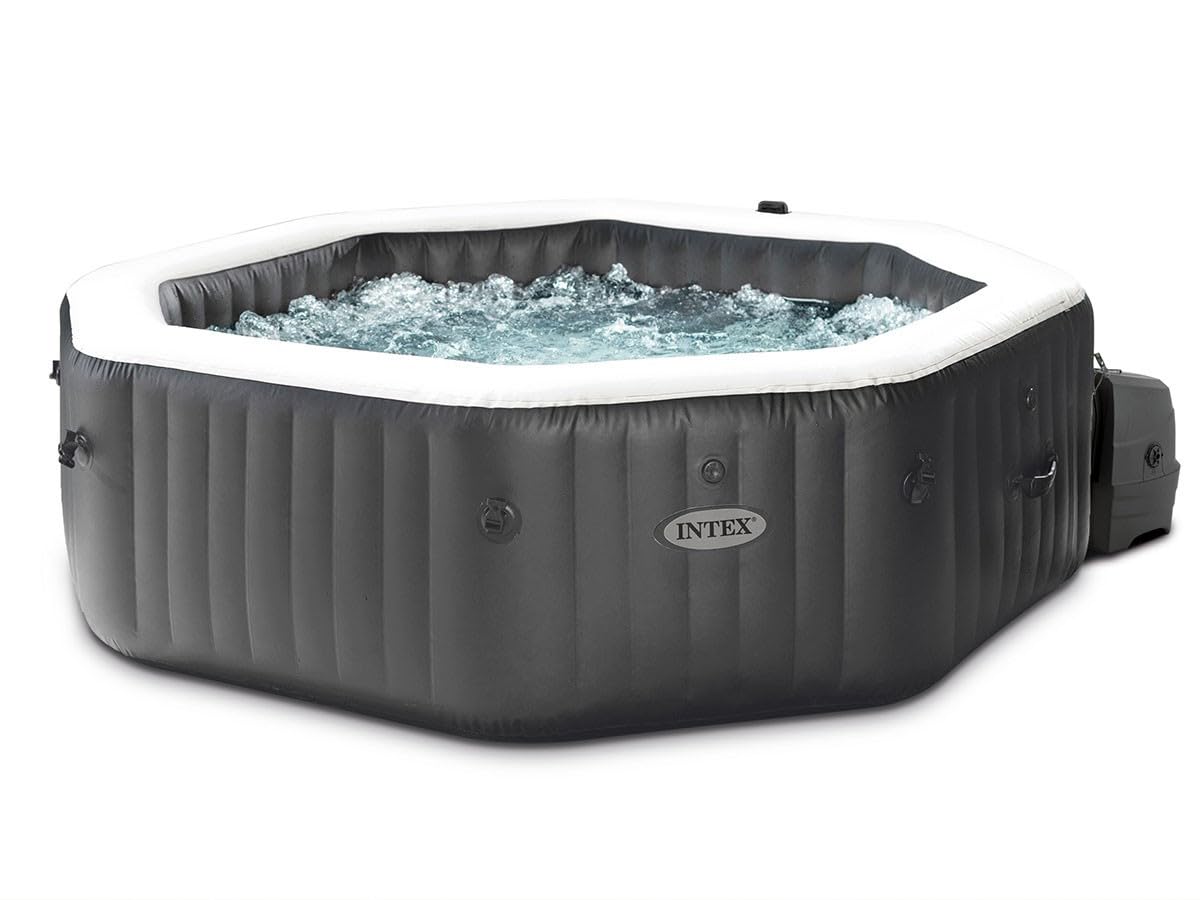 Intex Kit Spa Gonflable PureSpa Carbone octogonal Bulles et Jets 4 Places + 5 kg de sel