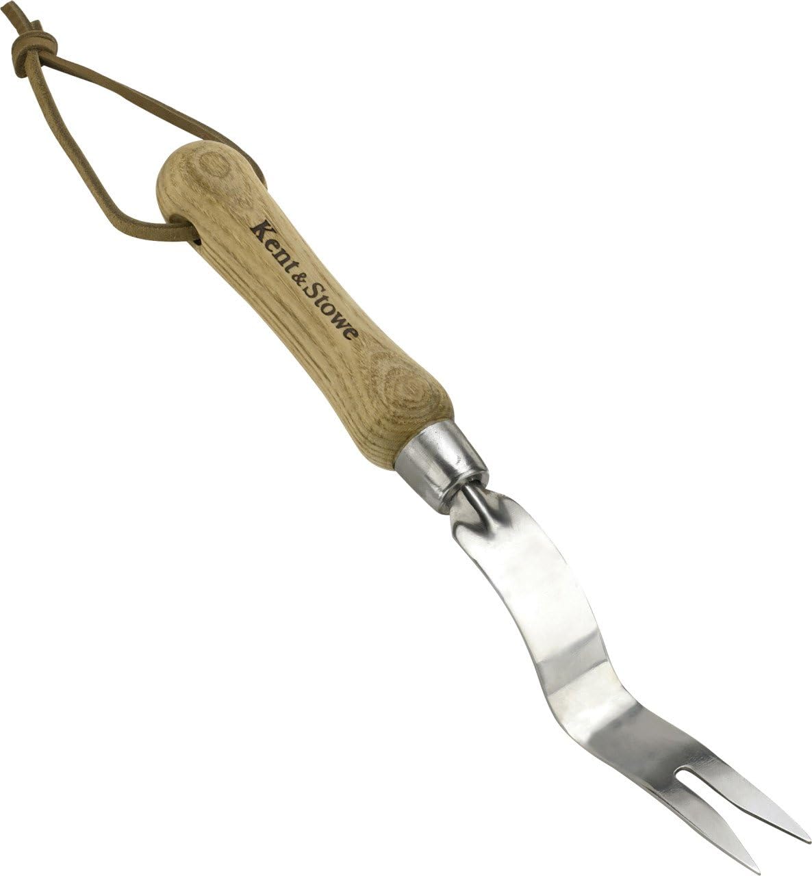 Kent & Stowe Hand Wurzelstecher – Unkrautstecher aus Edelstahl für Gras- und Erdflächen, Unkrautentferner mit Stiel aus Eschenholz, Länge: 30 cm