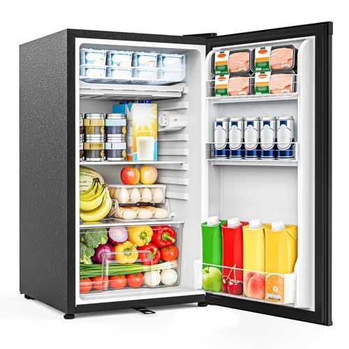 WELLENT 90L Under Counter Fridge Small Fridge with Reversible Door & Chiller Box 7-Stage Thermostat Removable Glass Shelf 43dB Ultra-Quiet Energy Efficient for Dorm Office and Bedroom Black