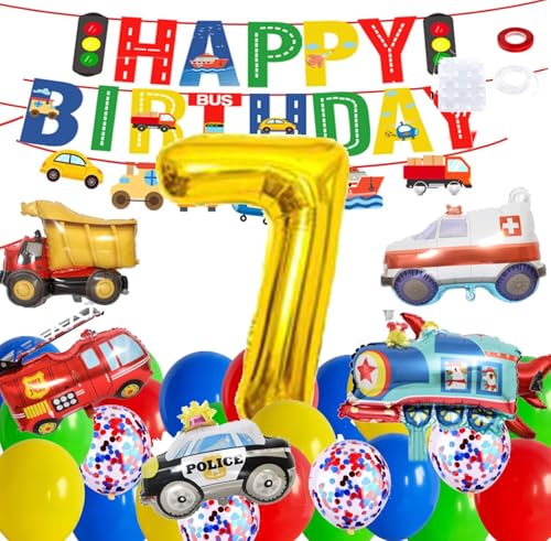 誕生日 飾り付け バルーン 数字 バルーン 男の子 誕生日 バルーン 車 バースデー 飾り 風船 Happy Birthday 装飾 パーティー飾り 車両 アルミホイル 列車 警察 救急車アルミ風船 バスヨット 消防車 (7)
