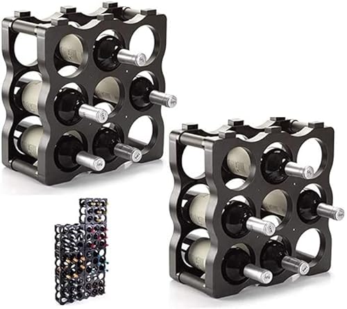 2X Botellero para 9 Botellas Bebidas Vino Cava Licores 18 Botellas Total Cover