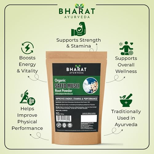 Image of Organic Safed Musli Root Powder 200 gm (Pack Of 1) - Pure and Natural Ayurvedic Herbal Supplement for Strength & Wellness | Boost Energy & Stamina| Chemical-Free & No Preservatives