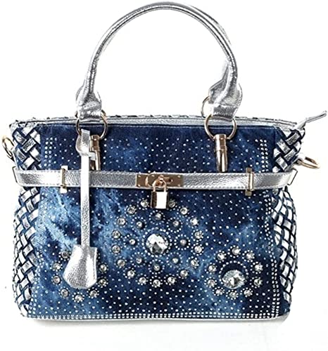 Bolso denim de mujer con gran capacidad y diseño brillante miniatura 1