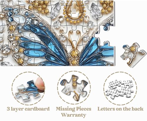 Rompecabezas de Mariposas para Adultos 1000 Piezas, Rompecabezas de Alas de Mariposa de Cristal, Rompecabezas de Joyas de Animal de la Naturaleza como Decoración del Hogar miniatura 5