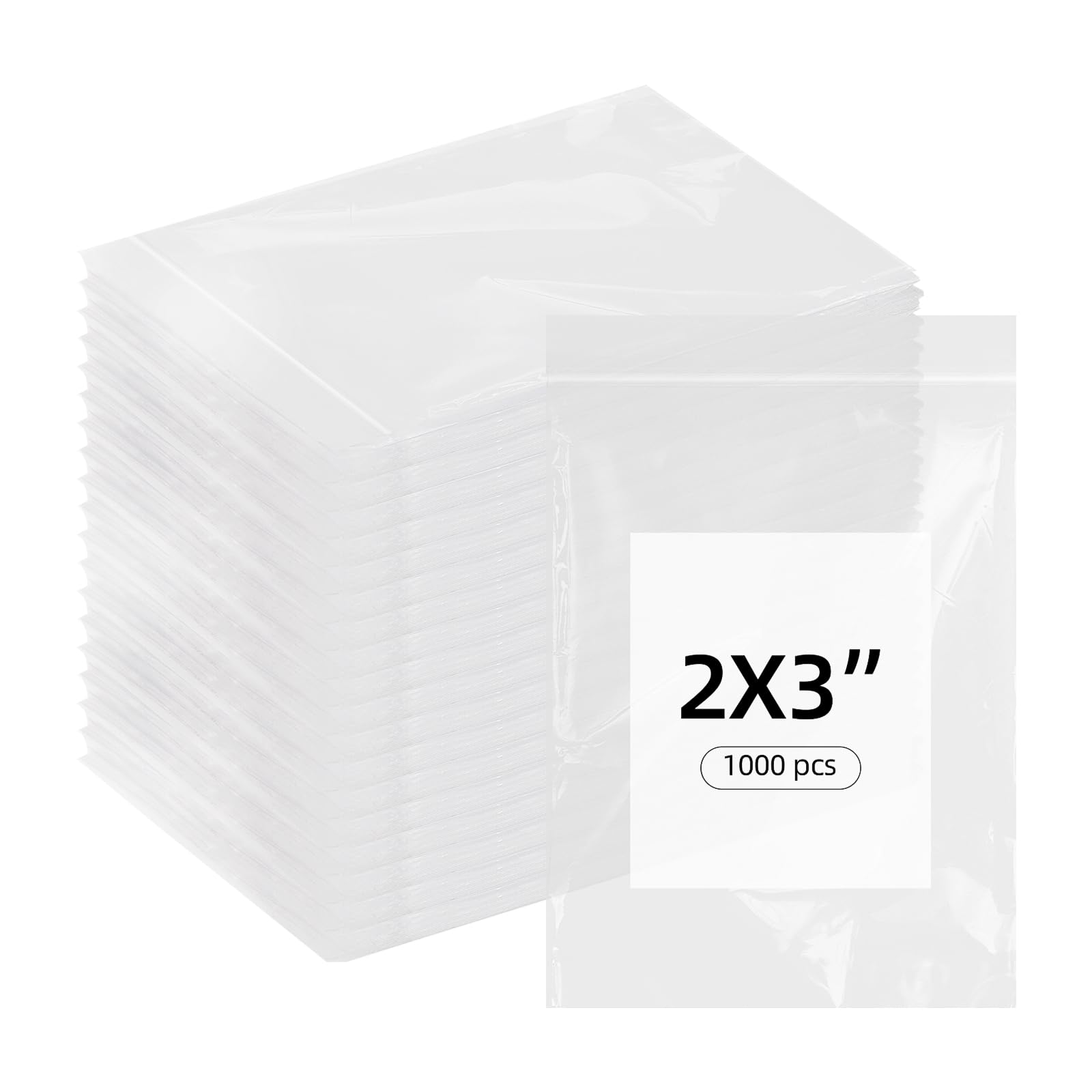 1000 PCS Small Plastic Bags, 2x3 Inch Mini Zip Baggies Resealable Little Poly Bag for Jewelry Pills Diamond