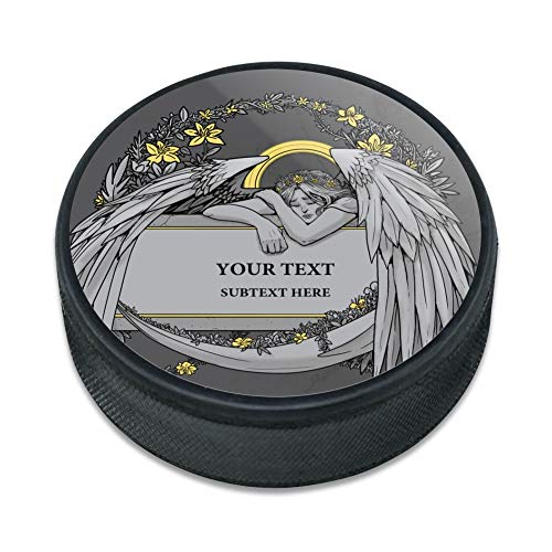 GRAPHICS & MORE Stone Angel Memorial 2 Lines Personalized Custom Ice Hockey Puck