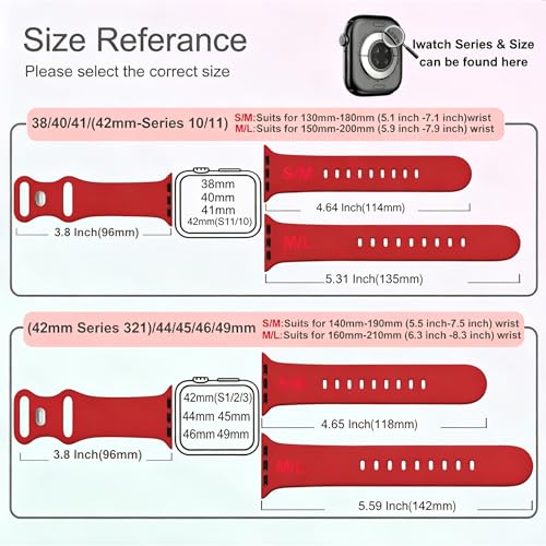Image of Sport Bands Compatible with Apple Watch Band Women Men 40mm 38mm 41mm 42mm 44mm 45mm 46mm 49mm ,Soft Wristband Waterproof Replacement Strap for iWatch Bands Series 11 10 9 8 7 6 5 4 3 2 1 SE Ultra Red