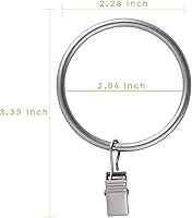 Vista 3 de 44 anillos de cortina con clips y ganchos, anillos colgadores de cortina de metal de acero inoxidable de 2 pulgadas con clips para barra de tensión