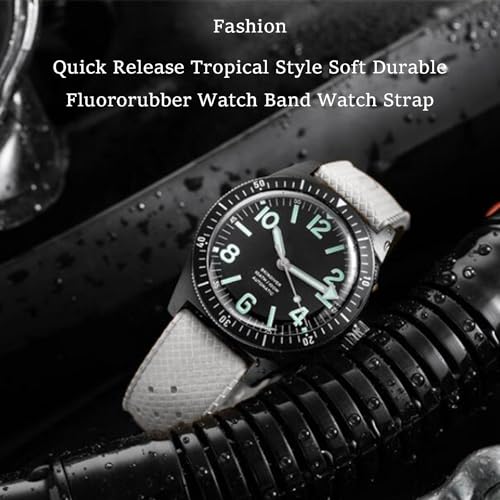 Image of FKM Rubber Watch Bands Tropical Style Quick Release Fluororubber Watch Strap 18mm 20mm 22mm Universal Soft Breathable Durable Sporty FKM Rubber Replacement Band Strap for Men Women