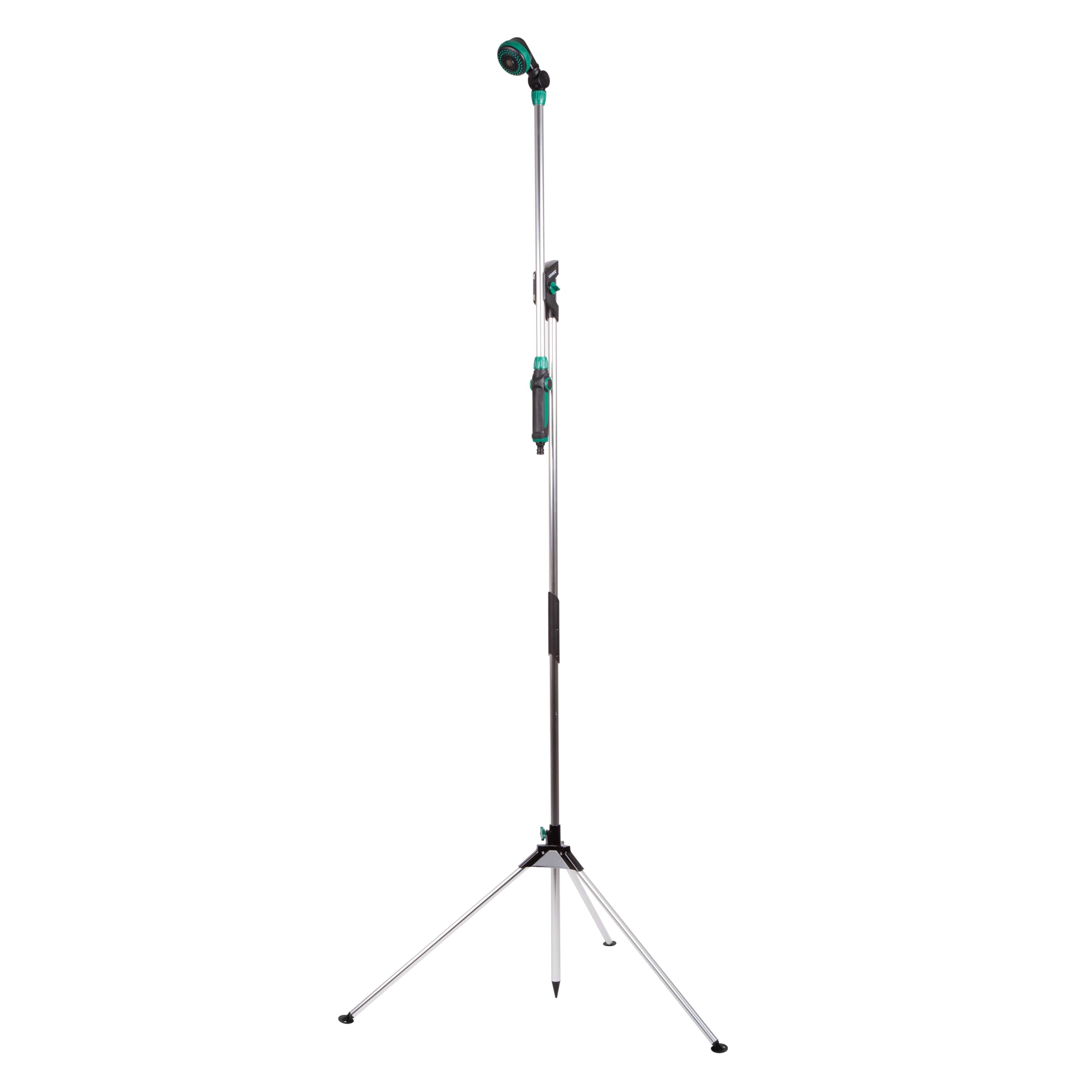 VONROC Douche de Jardin 2 en 1 Lance d’arrosage télescopique Colonne extérieure Hauteur réglable 149-190 cm Pomme orientable 180°